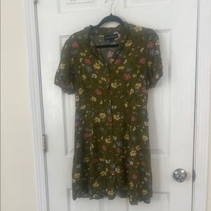 Princess Highway Olive Floral Mini Dress